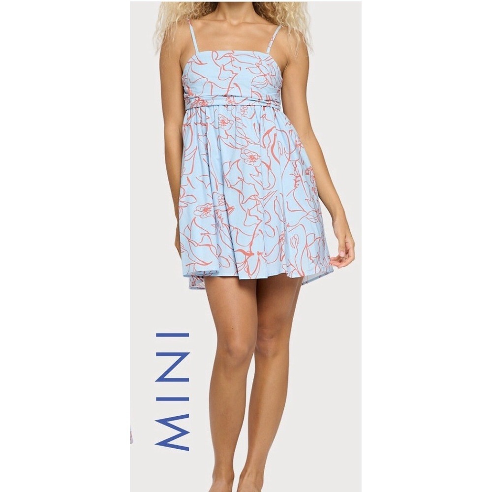 Meet me in Santorini Dreams Short Dress Abstract Asymmetrical Sundress Bow Large